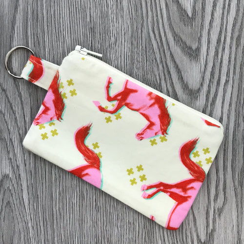 Lil Cutie Pouch - Pink horses on cream fabric