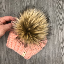 Load image into Gallery viewer, Etta Kids Hat  pale peach and Brown pom   EA10