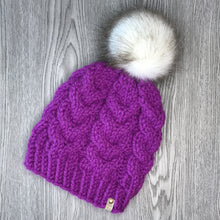 Load image into Gallery viewer, Cable Beanie - Royal Purple Adult   CB8