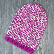 Load image into Gallery viewer, Slouchy Beanie - Adult cream /fushia  CR6