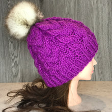 Load image into Gallery viewer, Cable Beanie - Royal Purple Adult   CB8